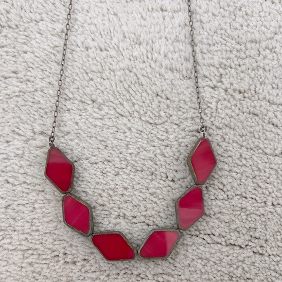 Natural Brass Chain with Red Glass Beads Necklace - Picture 2 of 4